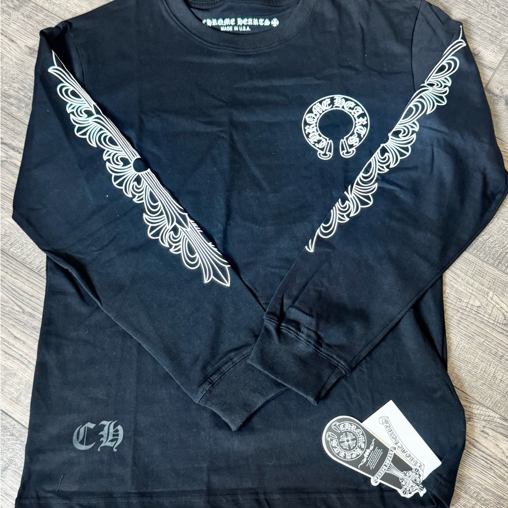 Chrome Hearts Black Long Sleeve Floral Tee